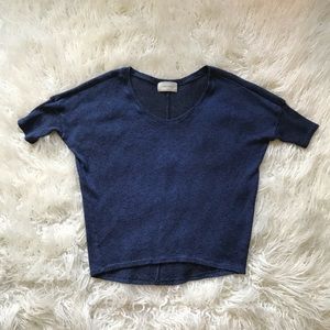 RENNES BLUE/BLK‎ MARLED SHORT SLEEVE KNIT SWEATER